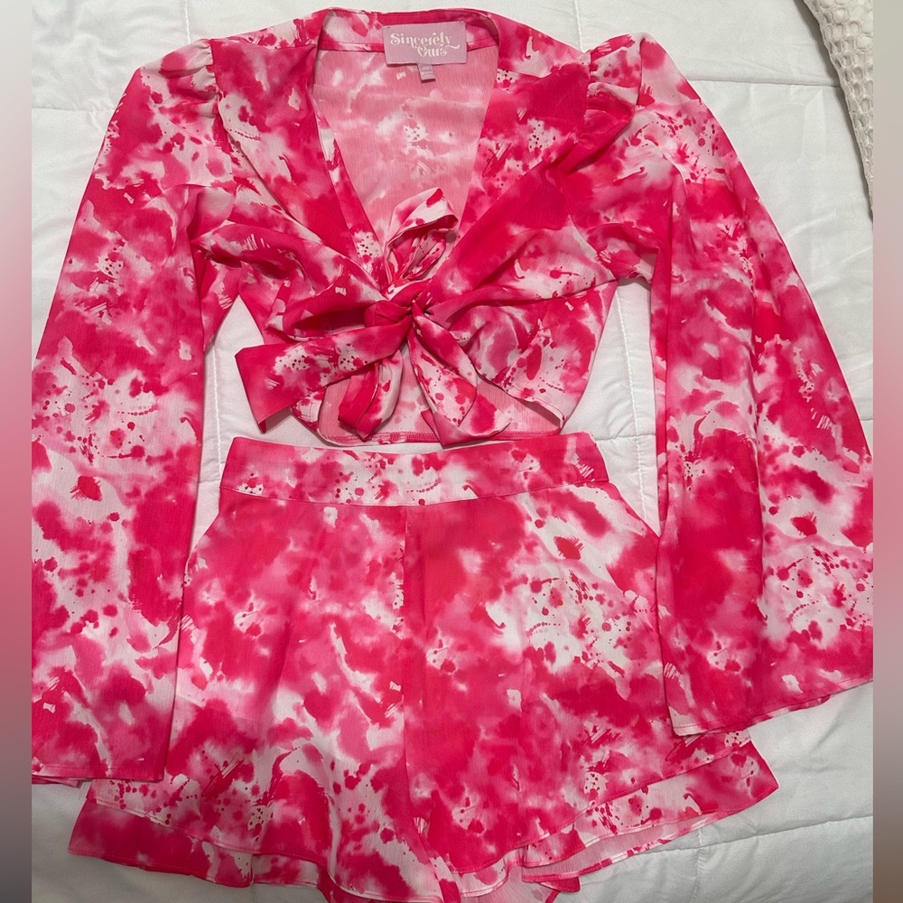 Pink Tie-Dye Two-Piece Set